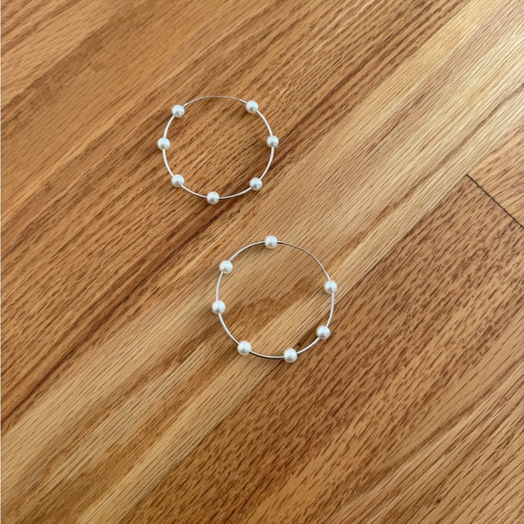 Revolve Lili claspe pearl hoop earrings Molly hoops the flirt